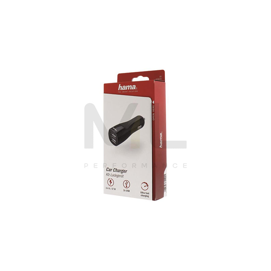 HAMA Essential Line 173616 In-car charger Number of inlets/outlets: 2 USB, Black