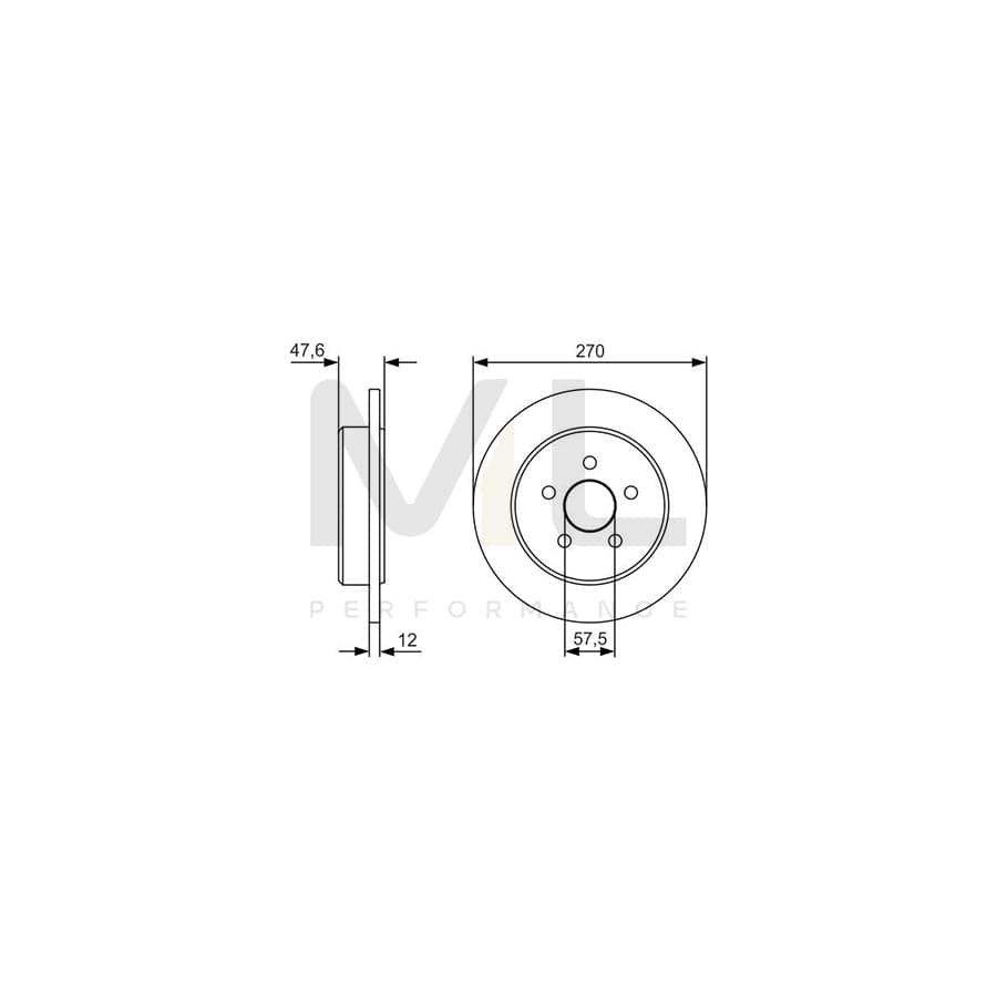 BOSCH 0 986 479 V43 Brake Disc Solid, Oiled | ML Performance Car Parts