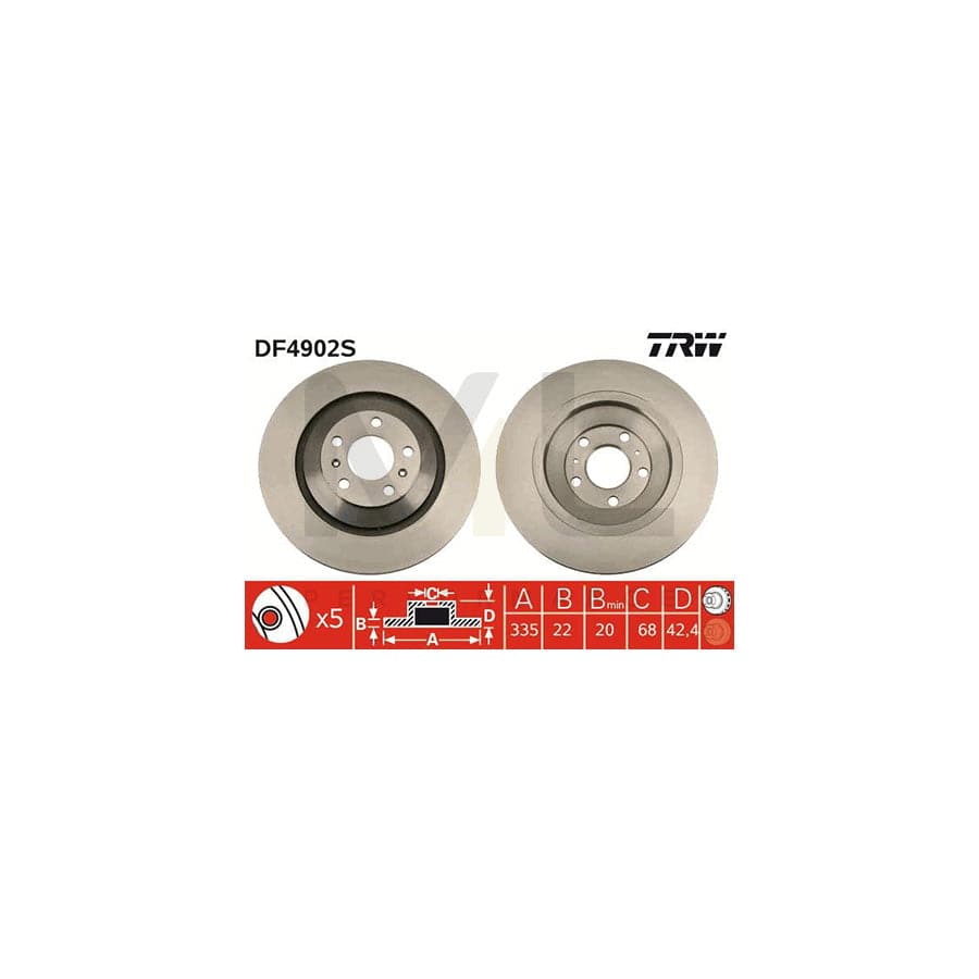TRW DF4902S Brake Disc Vented, Painted, High-carbon | ML Performance Car Parts