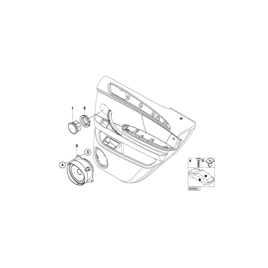 Genuine BMW 65138381551 E53 Left Rear Loudspeaker, Top-Hifi 70-12.000HZ (Inc. X5) | ML Performance US Car Parts