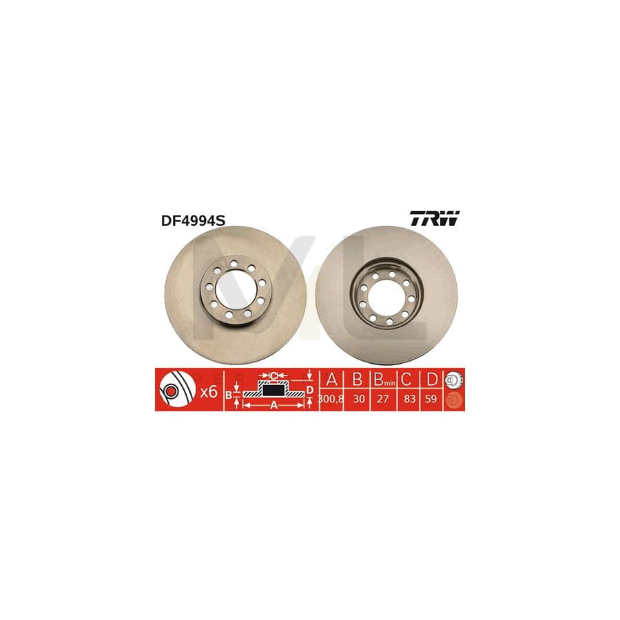 TRW DF4994S Brake Disc for IVECO Daily Vented, Painted | ML Performance Car Parts