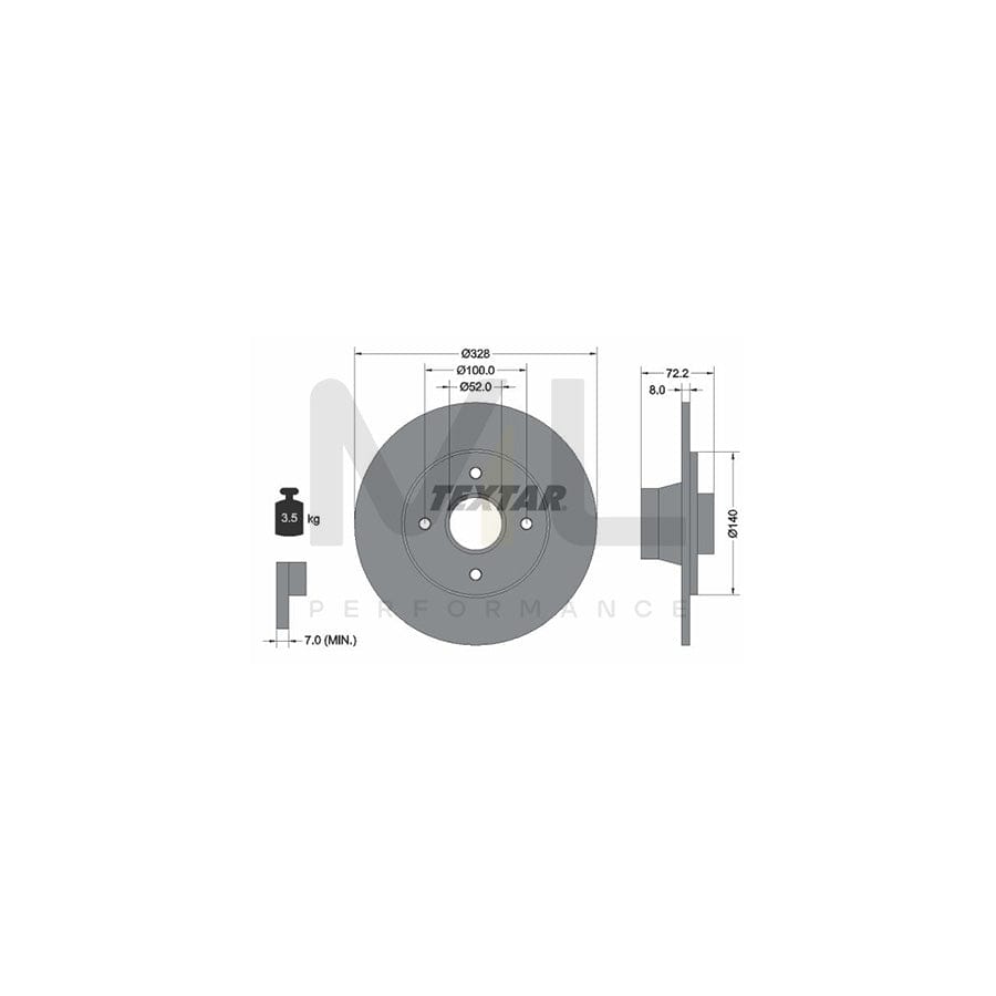 TEXTAR 92049200 Brake Disc Solid, without wheel hub, without wheel studs | ML Performance Car Parts