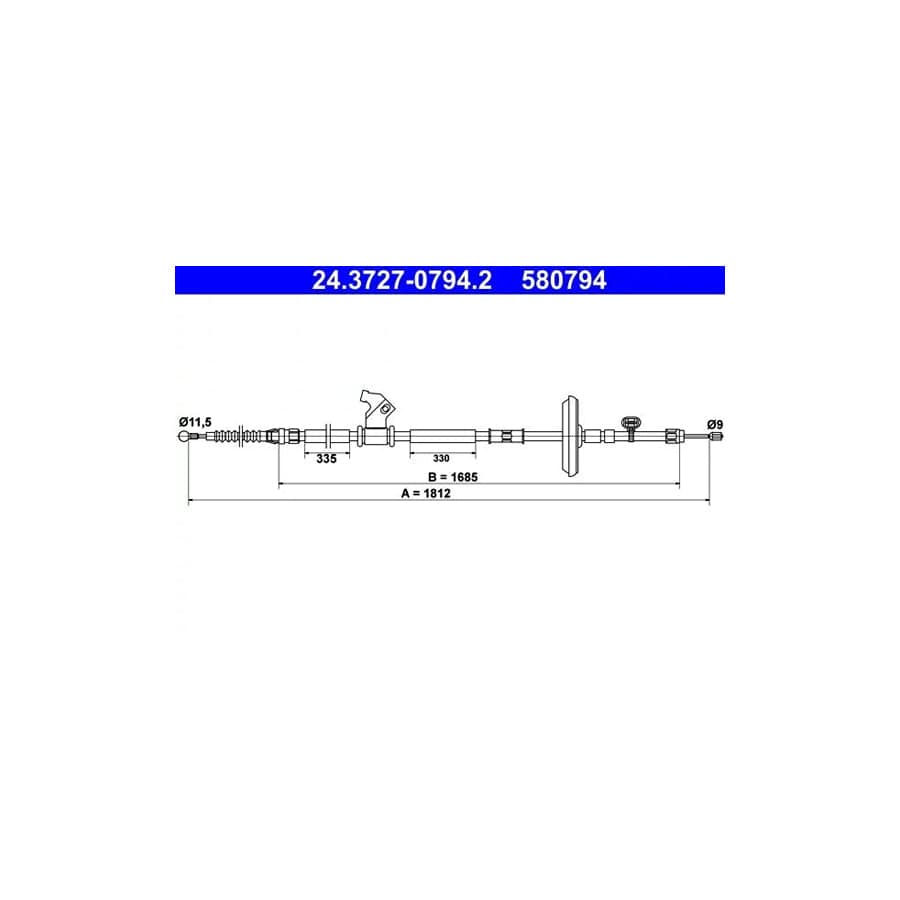 ATE 24.3727-0794.2 Hand Brake Cable