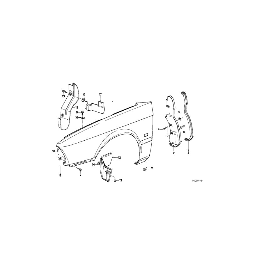 Genuine BMW 41351961671 E28 Side Panel, Front Left (Inc. 525i, 535i & 528e) | ML Performance US Car Parts