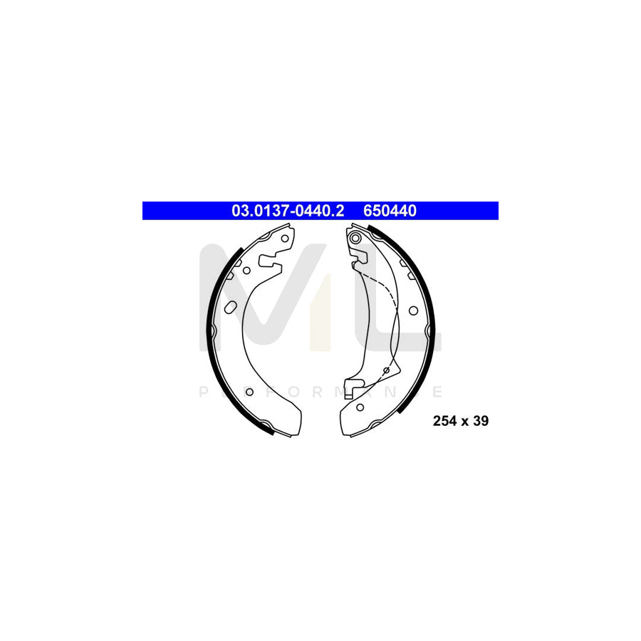 ATE 03.0137-0440.2 Brake Shoe Set for LAND ROVER FREELANDER with lever