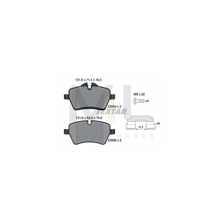 TEXTAR 2398401 Brake pad set prepared for wear indicator, with brake caliper screws, with accessories | ML Performance Car Parts