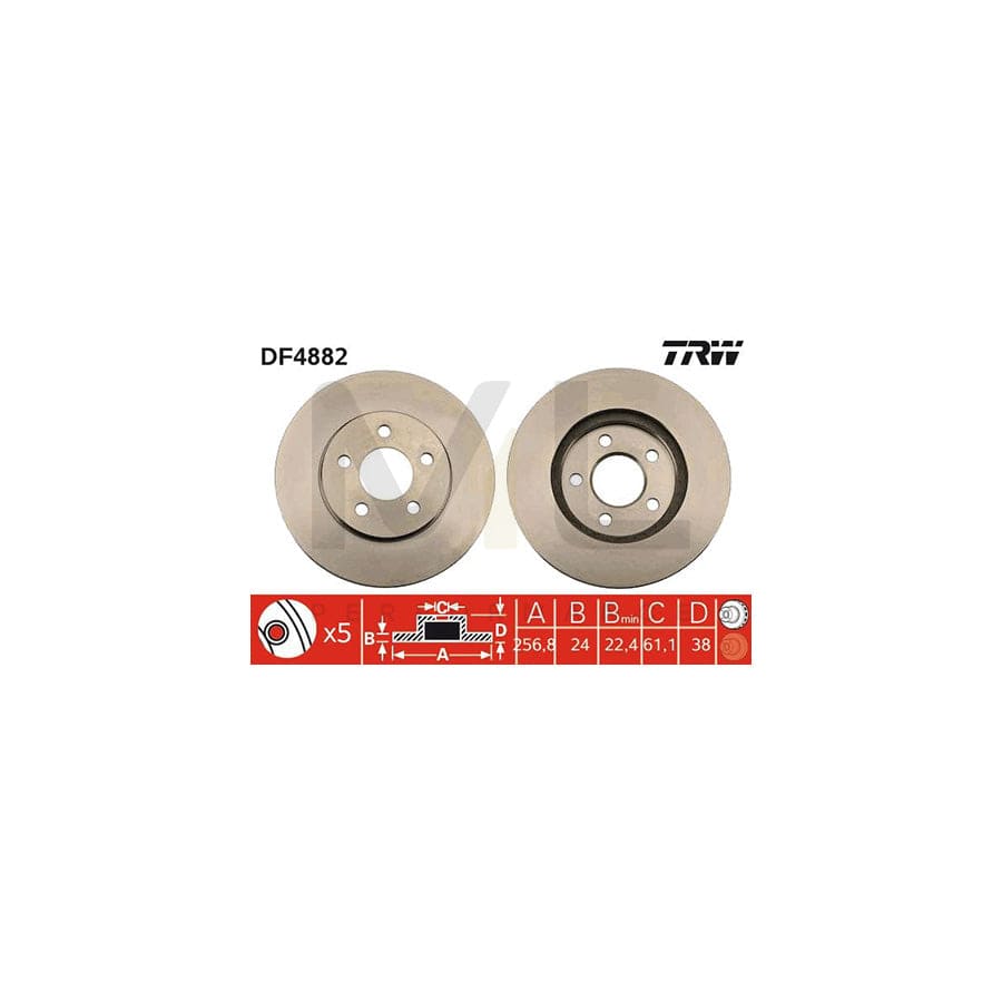 TRW DF4882 Brake Disc for CHRYSLER Voyager / Grand Voyager III (GS) Vented, Painted | ML Performance Car Parts