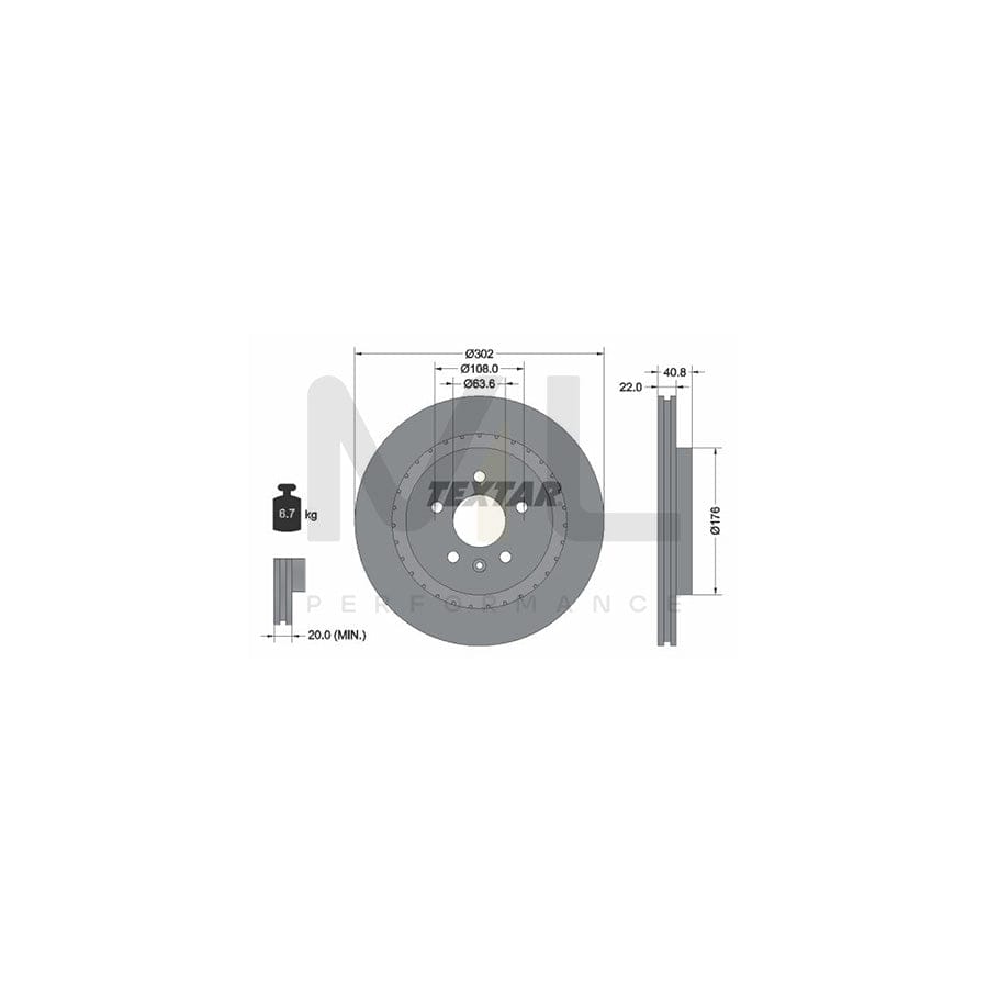 TEXTAR 92168300 Brake Disc Externally Vented, without wheel hub, without wheel studs | ML Performance Car Parts
