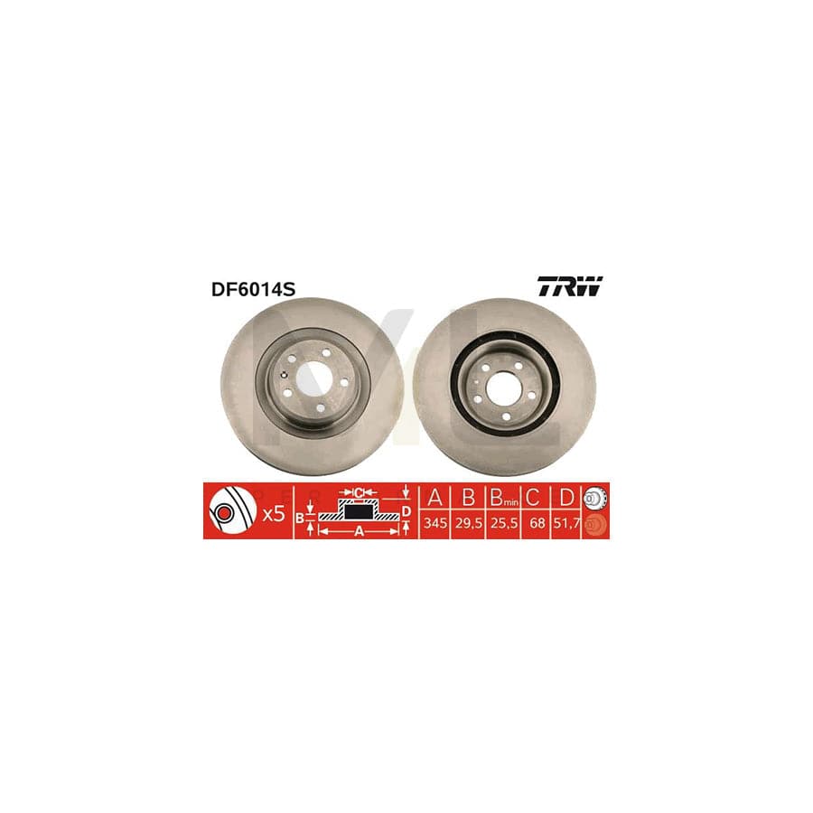 TRW DF6014S Brake Disc Vented | ML Performance Car Parts