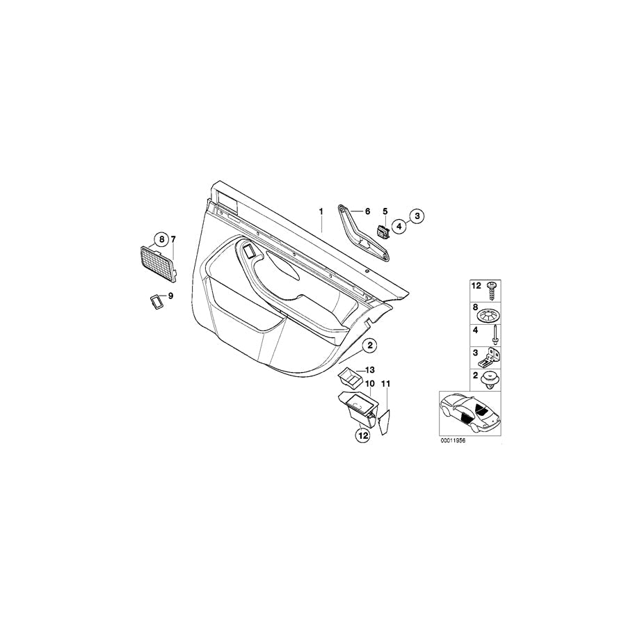 Genuine BMW 51422499406 E39 Door Trim Panel, Rear, Right SCHWARZ O6SW (Inc. & M5) | ML Performance US Car Parts