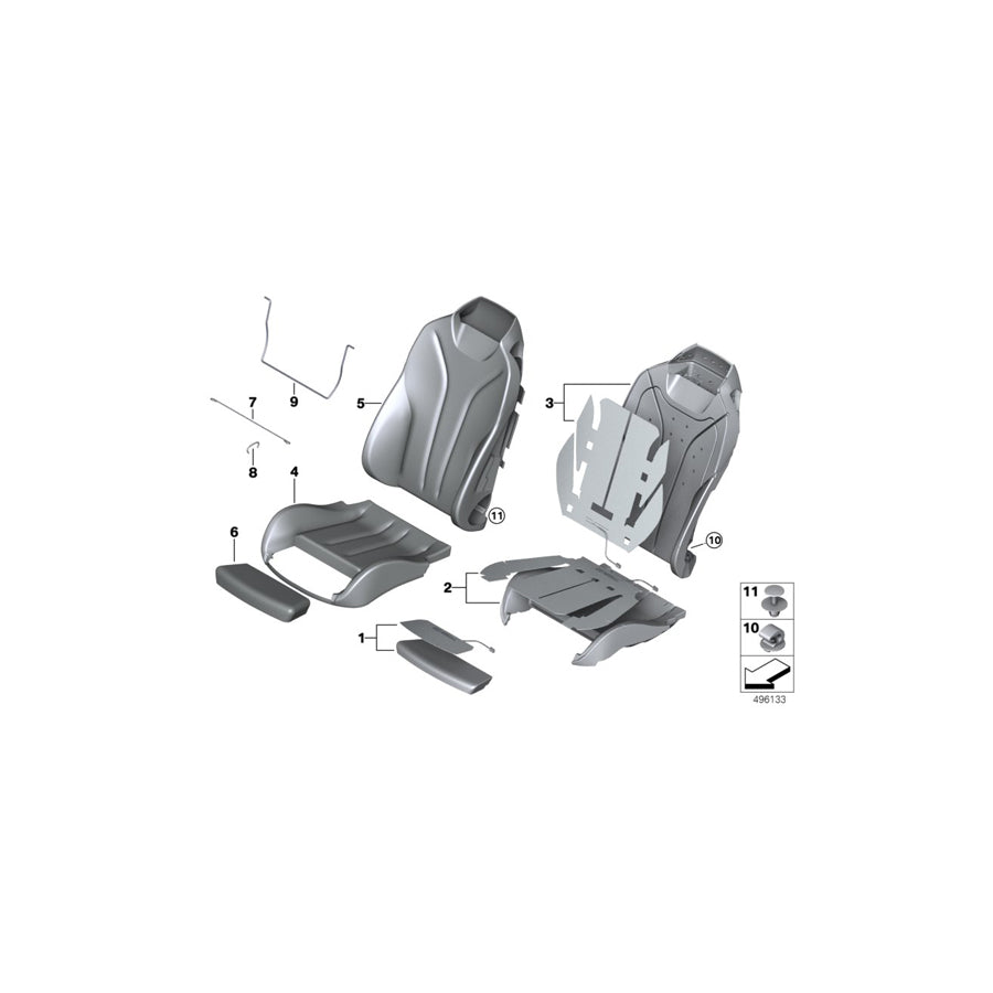 Genuine BMW 52107327697 F33 Cover, Sport Backrest Imit. Leather,Left SCHWARZ/ROT (Inc. 420i, 428i & 430d) | ML Performance US Car Parts