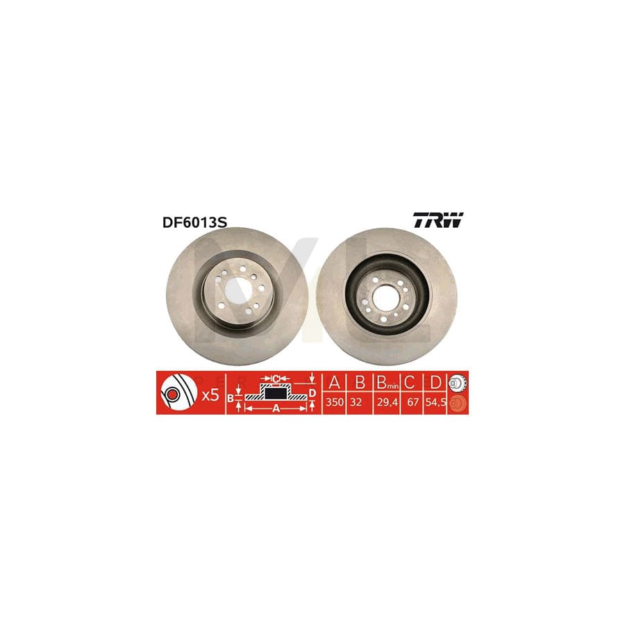 TRW DF6013S Brake Disc Vented | ML Performance Car Parts
