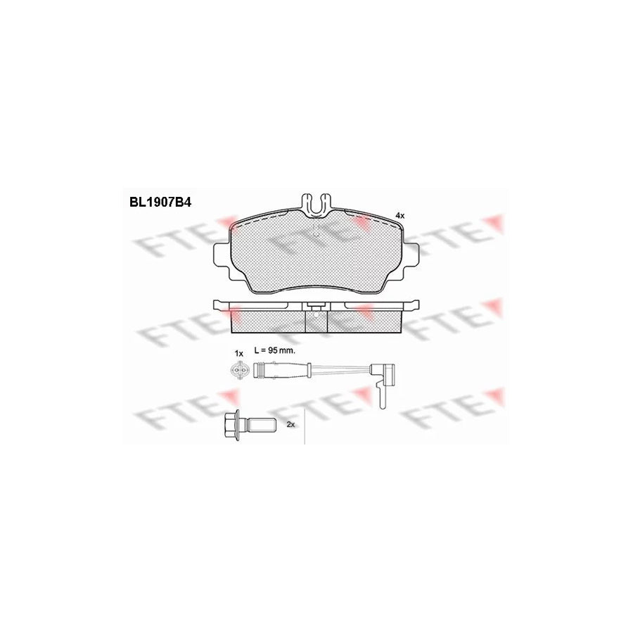 FTE Bl1907B4 Brake Pad Set Suitable for Mercedes-Benz Vaneo (W414)