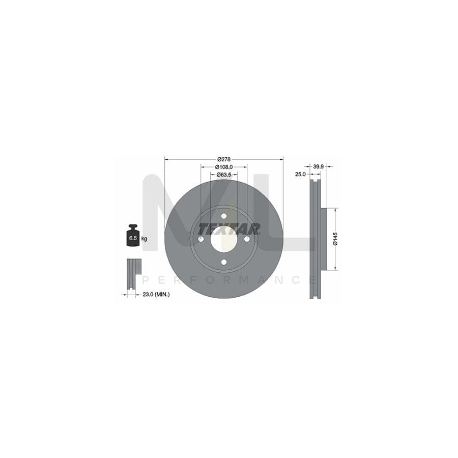 TEXTAR PRO 92279003 Brake Disc for FORD Ecosport Mk2 Internally Vented, Coated, without wheel hub, without wheel studs | ML Performance Car Parts