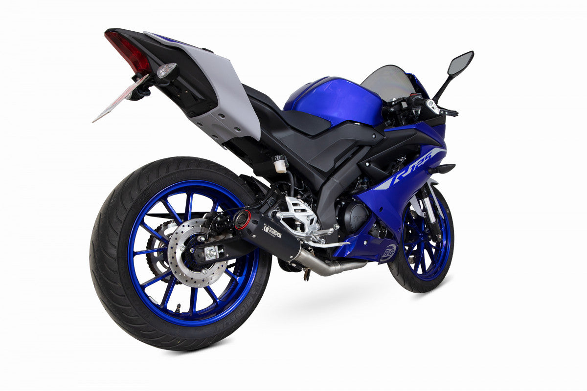 Scorpion PYA115SYSBCER Yamaha YZF-R125 Red Power Full System - Black Ceramic Coated Sleeve | ML Performance US US