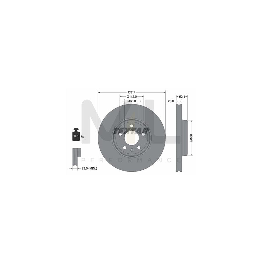 TEXTAR PRO+ 92282905 Brake Disc Internally Vented, Coated, High-carbon, without wheel hub, without wheel studs | ML Performance Car Parts