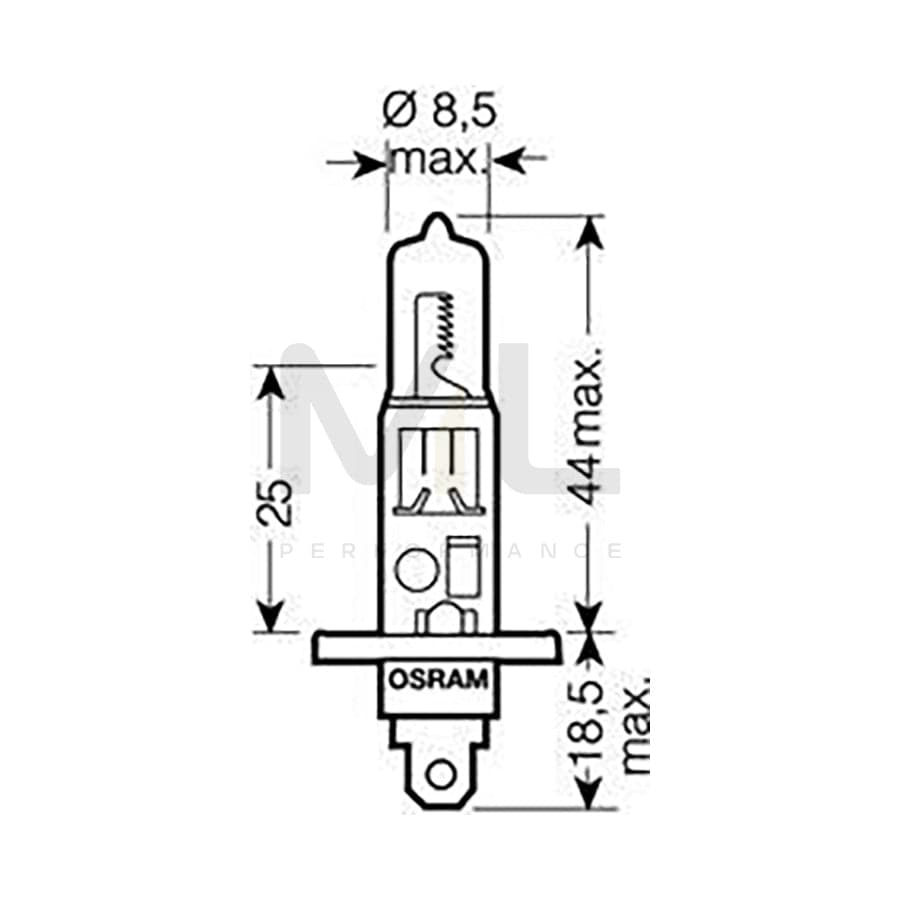 OSRAM 64150NBU-02B Bulb, spotlight H1 12V 55W P14,5s Halogen