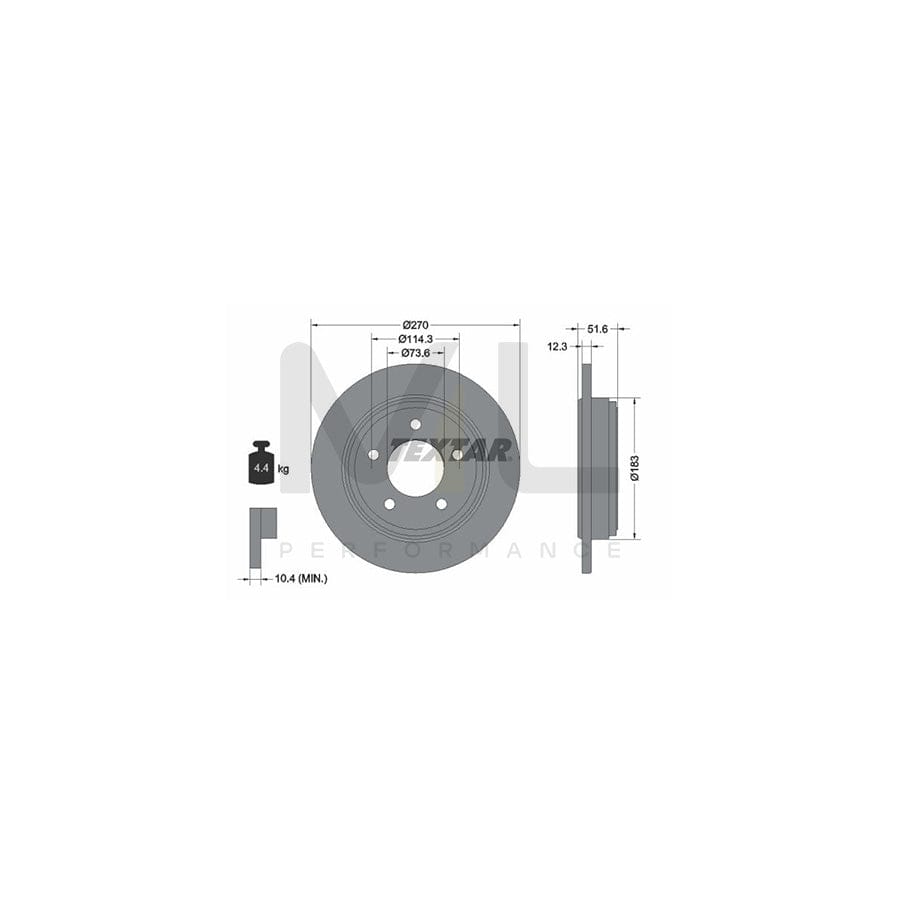 TEXTAR PRO 92271503 Brake Disc Solid, Coated, without wheel hub, without wheel studs | ML Performance Car Parts