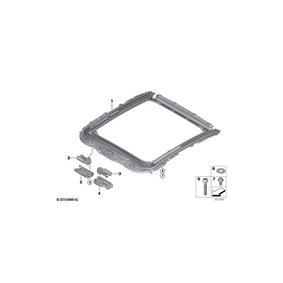 Genuine BMW 54109466553 F44 Frame Sliding-Lifting Roof (Inc. 220d, M235iX & 218i) | ML Performance US Car Parts