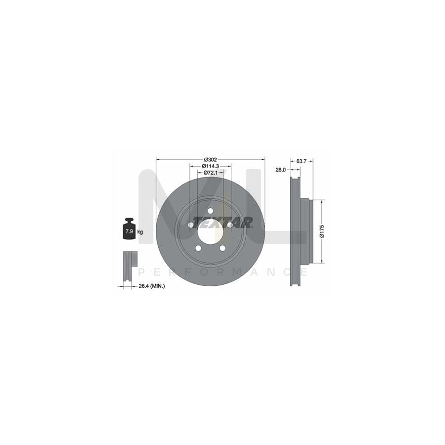 TEXTAR PRO 92203303 Brake Disc Internally Vented, Coated, without wheel hub, without wheel studs | ML Performance Car Parts