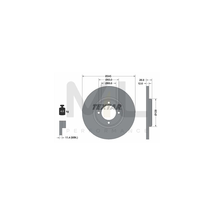 TEXTAR 92008200 Brake Disc Solid, without wheel hub, without wheel studs | ML Performance Car Parts