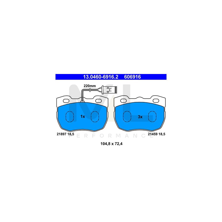 ATE 13.0460-6916.2 Brake pad set incl. wear warning contact