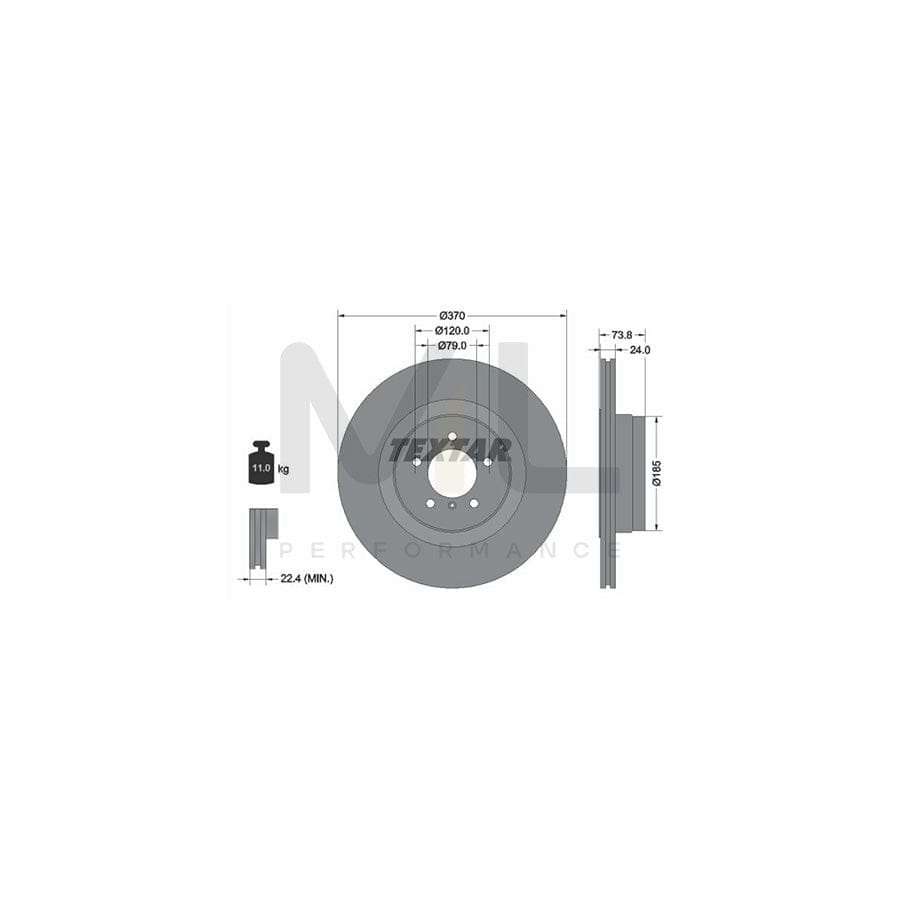 TEXTAR PRO 92155203 Brake Disc for BMW 7 (E65, E66, E67) Externally Vented, Coated, without wheel hub, without wheel studs | ML Performance Car Parts