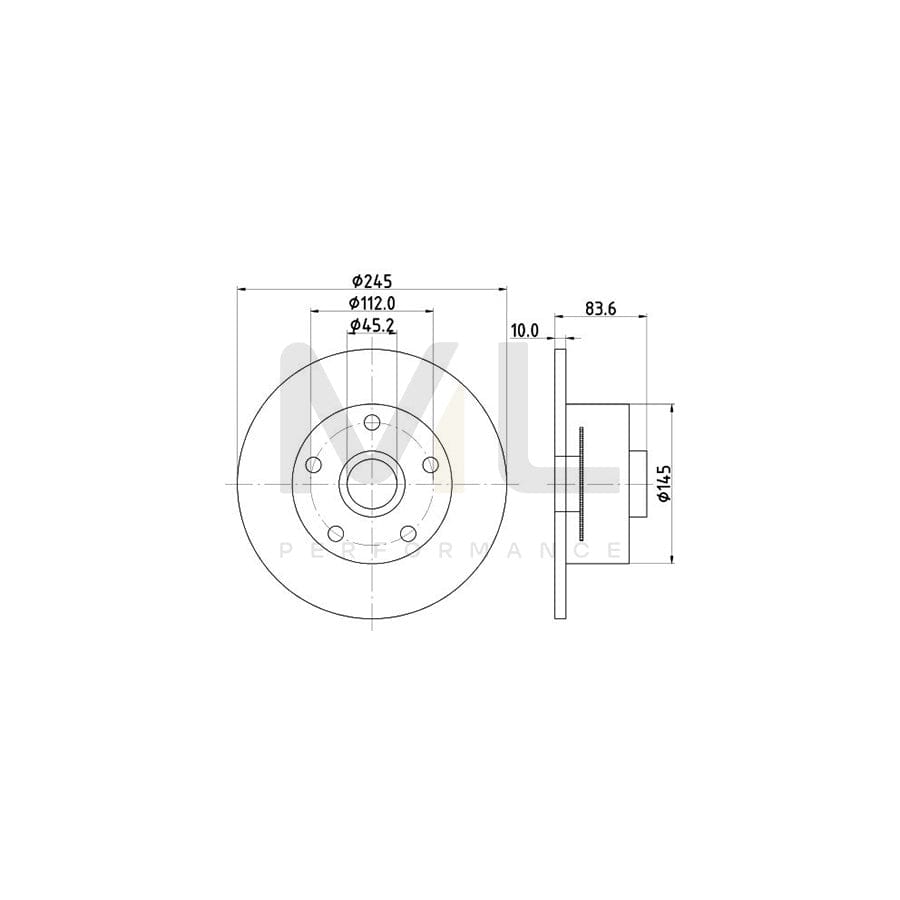 HELLA PRO 8DD 355 120-151 Brake Disc for AUDI A4 Solid, Coated, with ABS sensor ring, without wheel studs