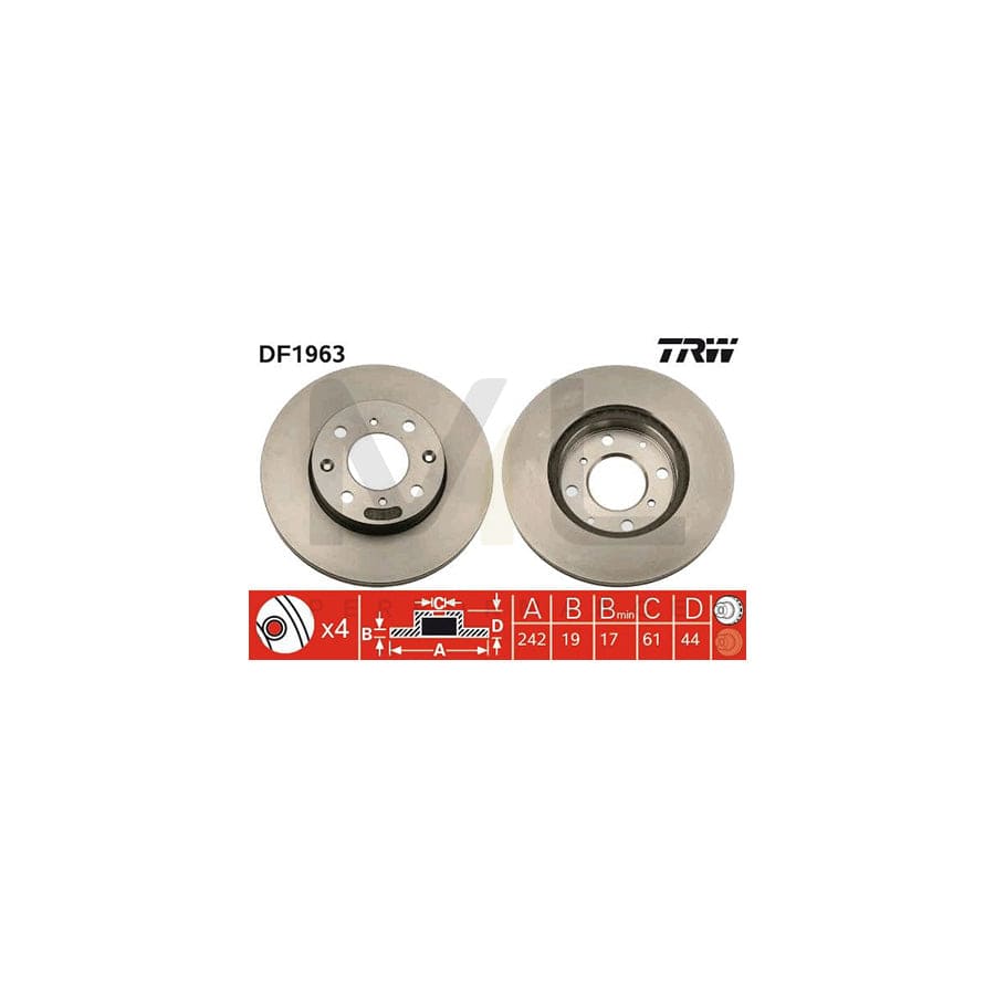 TRW DF1963 Brake Disc Vented, Painted | ML Performance Car Parts