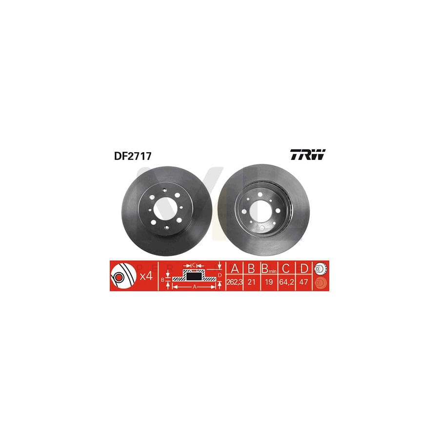 TRW DF2717 Brake Disc Vented, Painted, High-carbon, with bolts/screws | ML Performance Car Parts