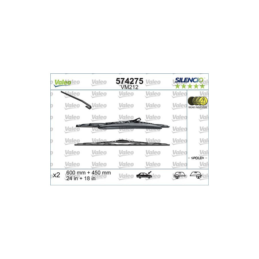 Valeo Silencio Conventional Set, Silencio Performance 574275 Wiper Blade | ML Performance US Car Parts