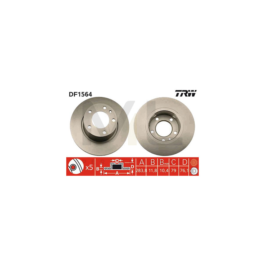 TRW DF1564 Brake Disc for BMW 5 Saloon (E28) Solid | ML Performance Car Parts