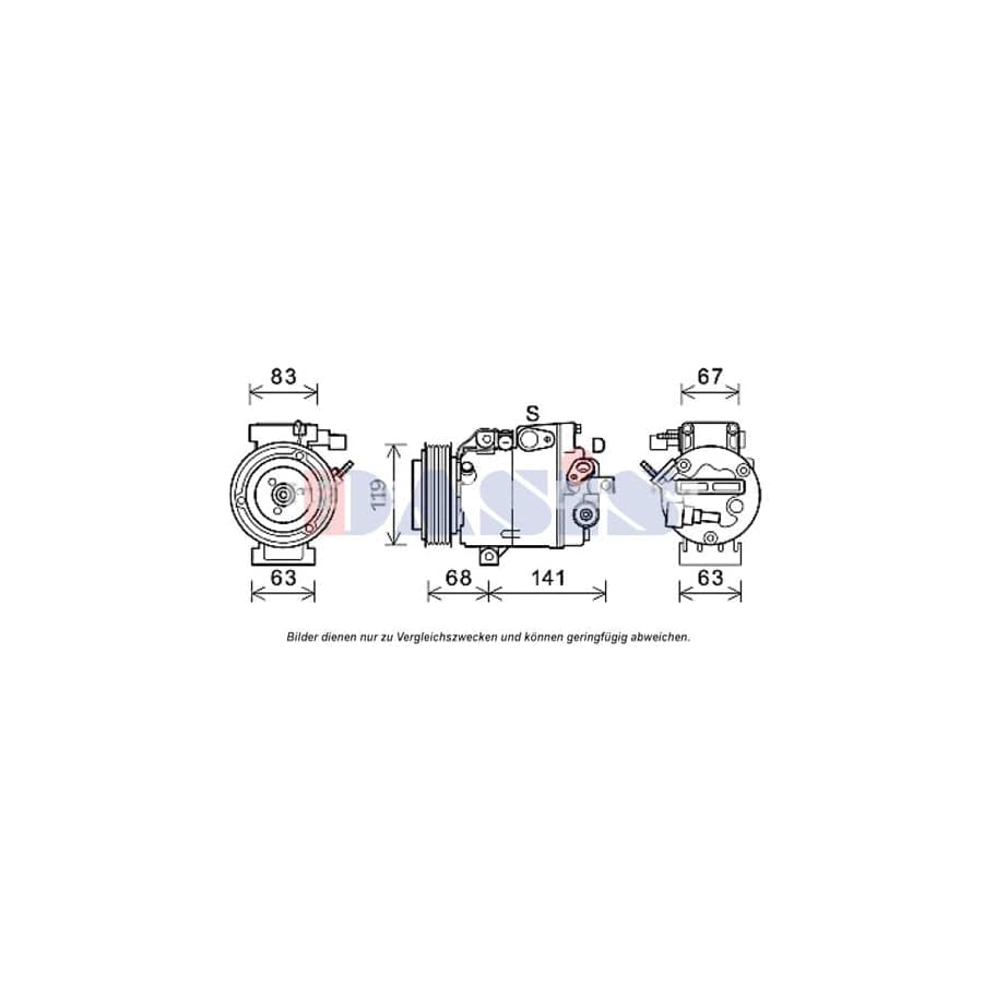 AKS Dasis 852736N Compressor, Air Conditioning for Hyundai Santa Fe II (CM)