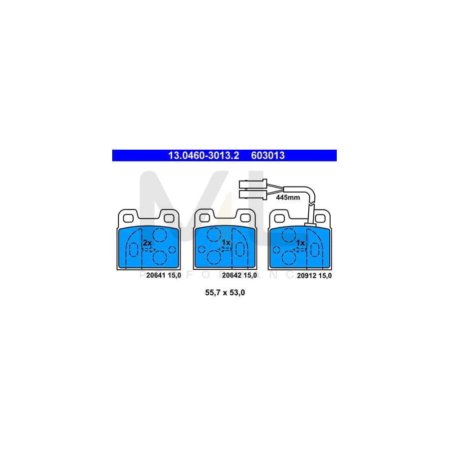 ATE 13.0460-3013.2 Brake pad set incl. wear warning contact