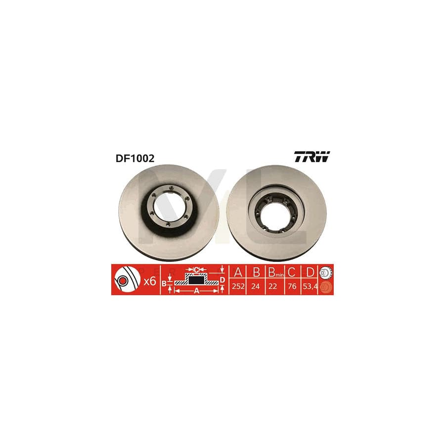 TRW DF1002 Brake Disc Vented, Painted, High-carbon | ML Performance Car Parts