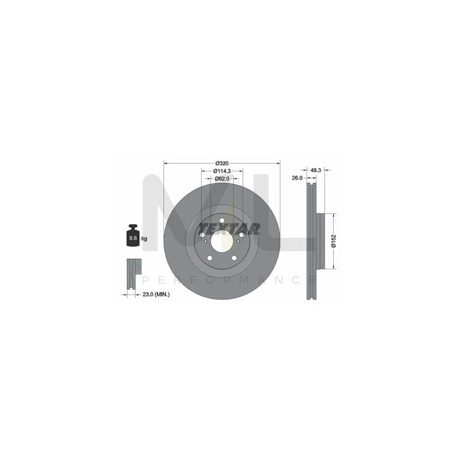 TEXTAR PRO 92195303 Brake Disc Externally Vented, Coated, without wheel hub, without wheel studs | ML Performance Car Parts