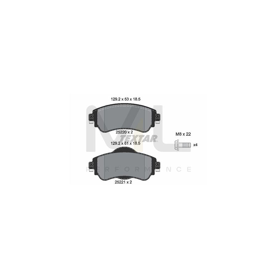 TEXTAR 2522001 Brake pad set not prepared for wear indicator, with brake caliper screws | ML Performance Car Parts