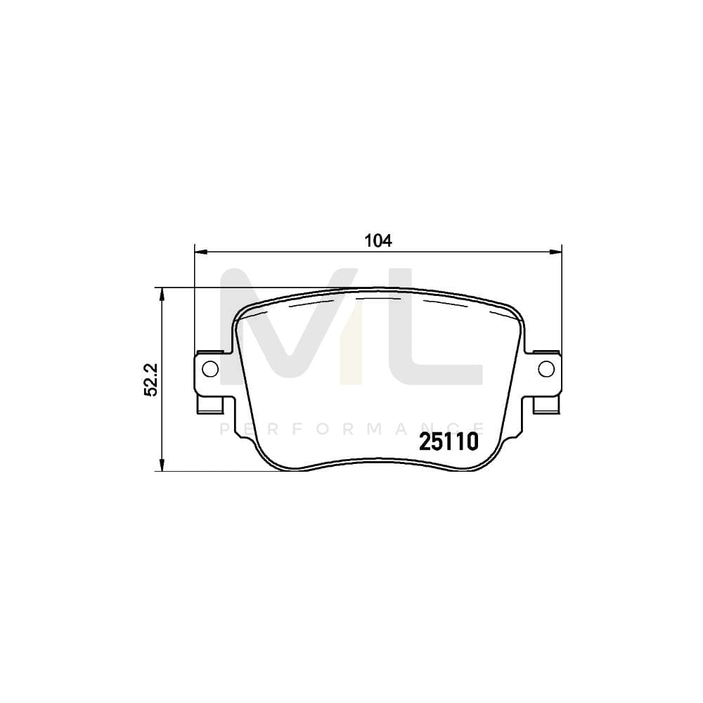Hella 8DB 355 021-911 Brake Pad Set Not Prepared For Wear Indicator, With Brake Caliper Screws