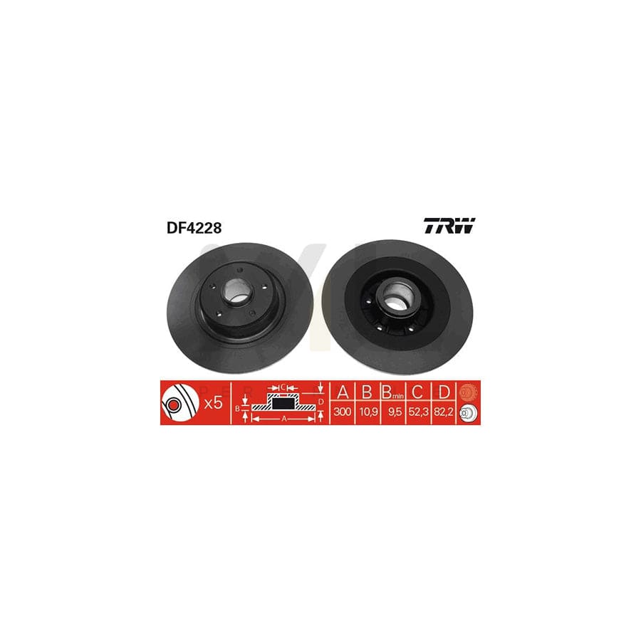 TRW DF4228 Brake Disc for RENAULT Vel Satis Solid, Painted | ML Performance Car Parts