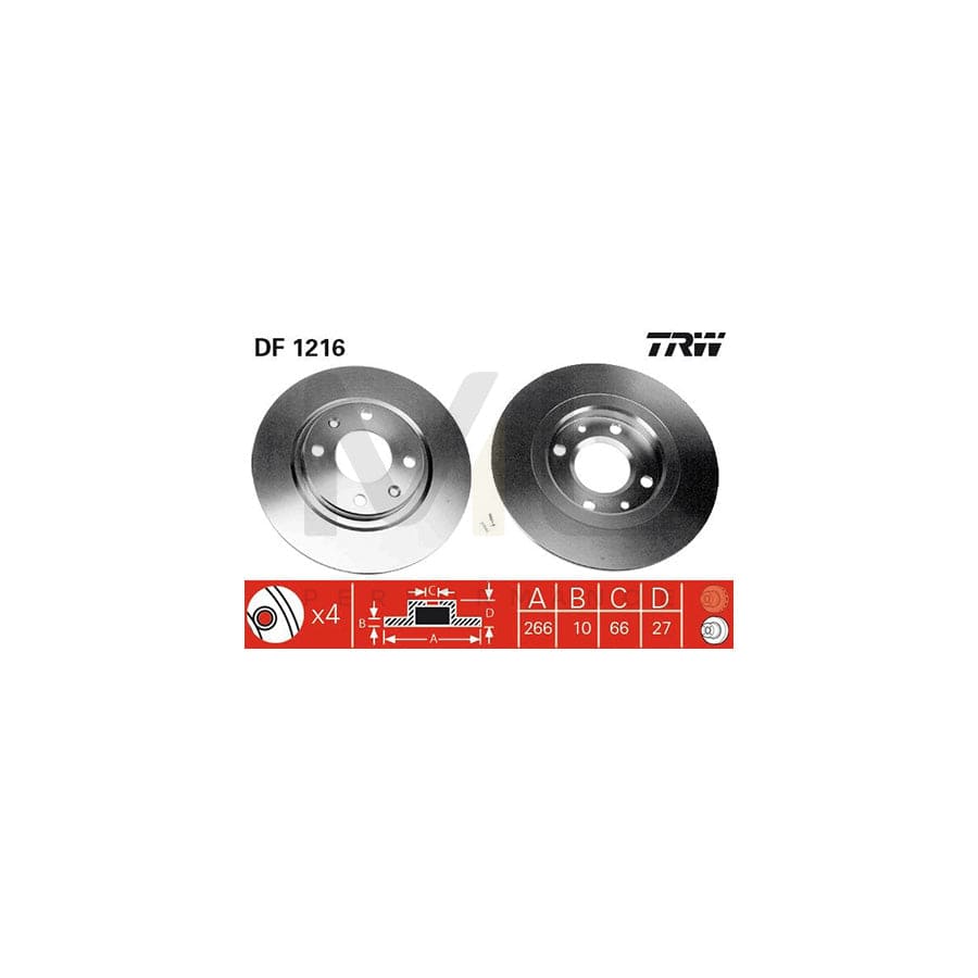TRW DF1216 Brake Disc Solid, Painted, with bolts/screws | ML Performance Car Parts