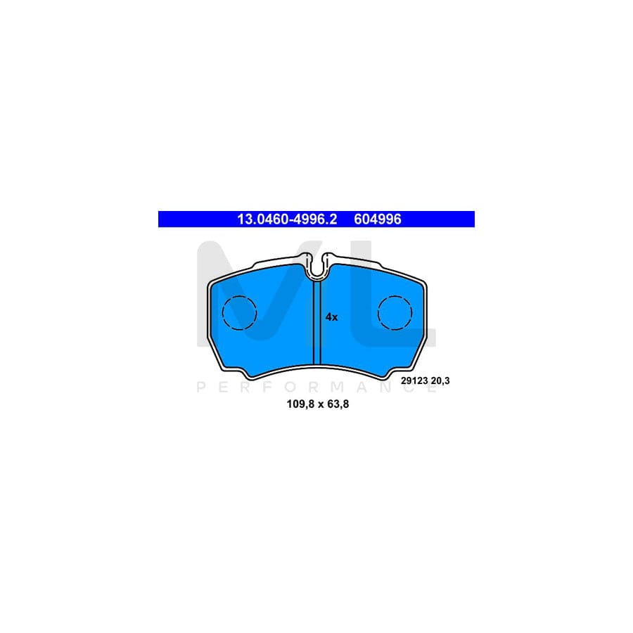 ATE 13.0460-4996.2 Brake pad set for IVECO Daily excl. wear warning contact, prepared for wear indicator