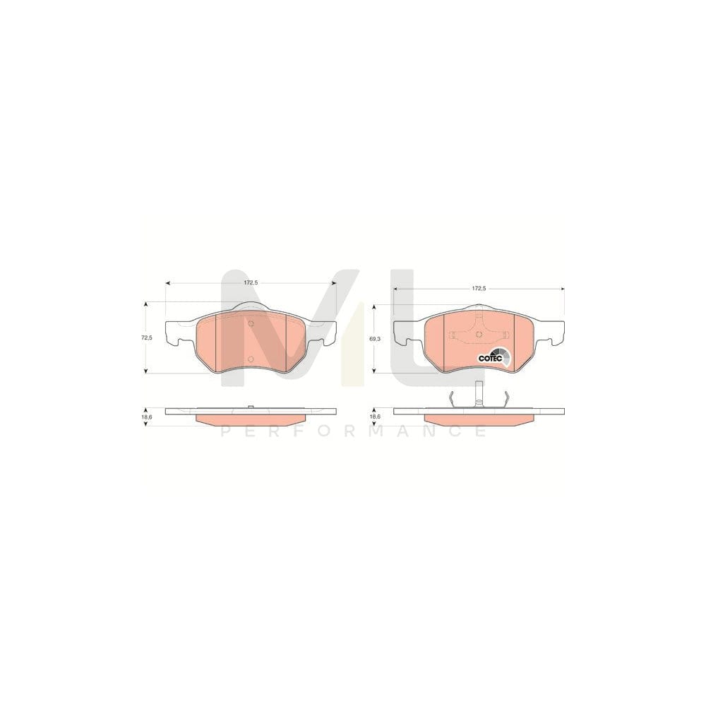 TRW Cotec Gdb4128 Brake Pad Set Not Prepared For Wear Indicator | ML Performance Car Parts