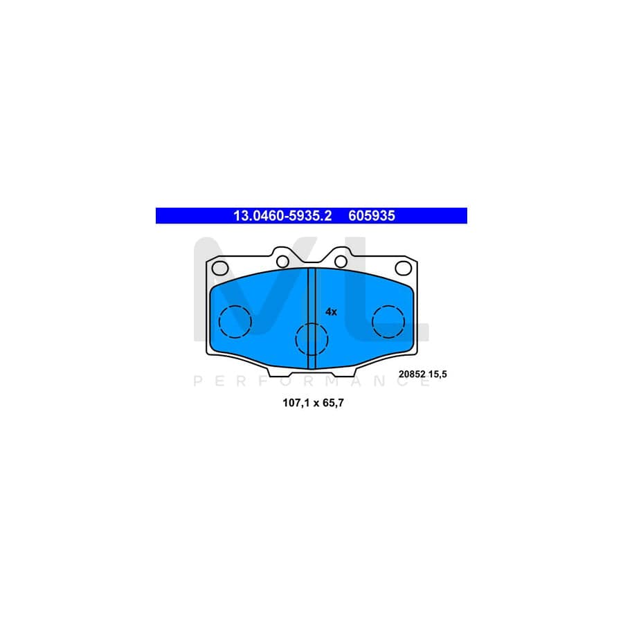 ATE 13.0460-5935.2 Brake pad set excl. wear warning contact, not prepared for wear indicator