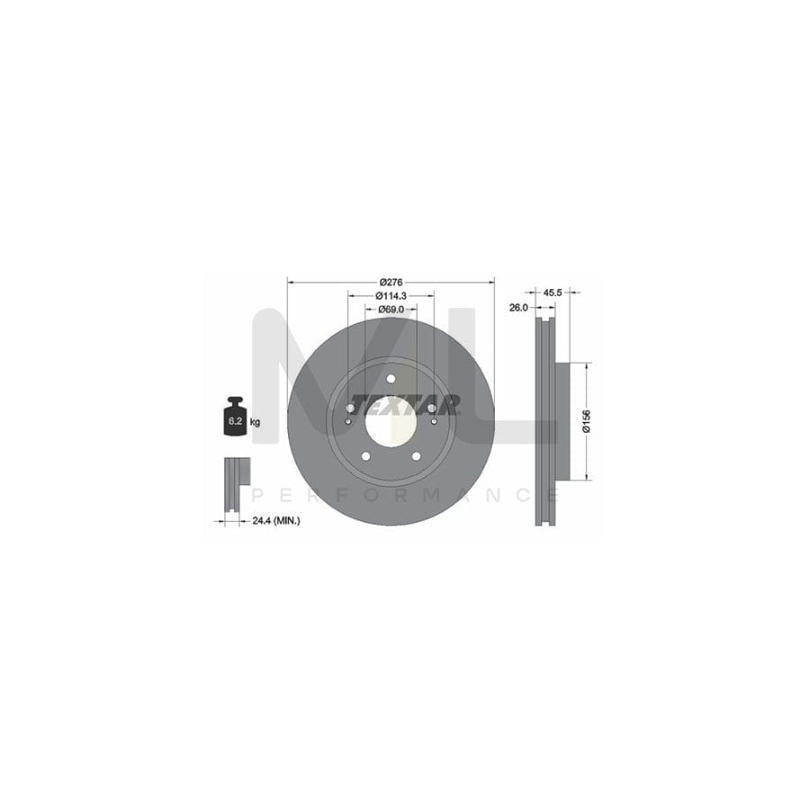 TEXTAR PRO 92198203 Brake Disc Internally Vented, Coated, without wheel hub, without wheel studs | ML Performance Car Parts