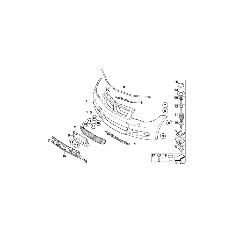 Genuine BMW 51117837420 E81 E87 Trim Cover, Bumper, Primed, Front -M- (Inc. 120i, 120d & 116d) | ML Performance US Car Parts