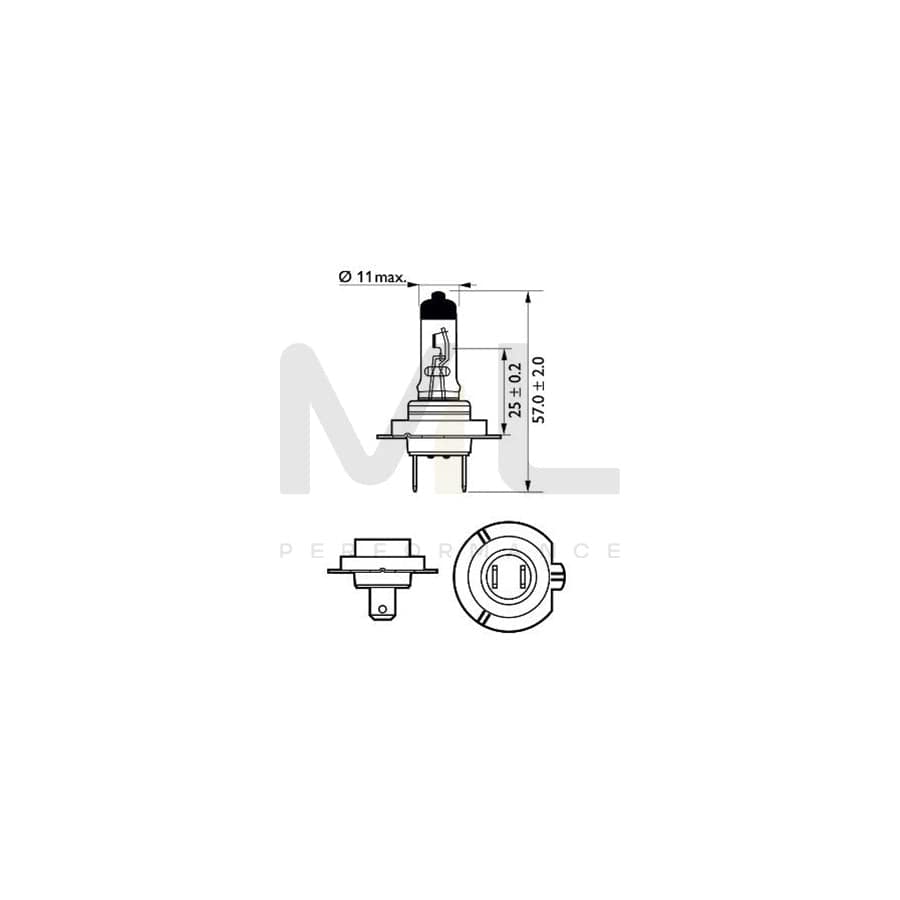 PHILIPS 12972XVGB1 Bulb, spotlight H7 12V 55W PX26d 3500K Halogen | ML Performance Car Parts