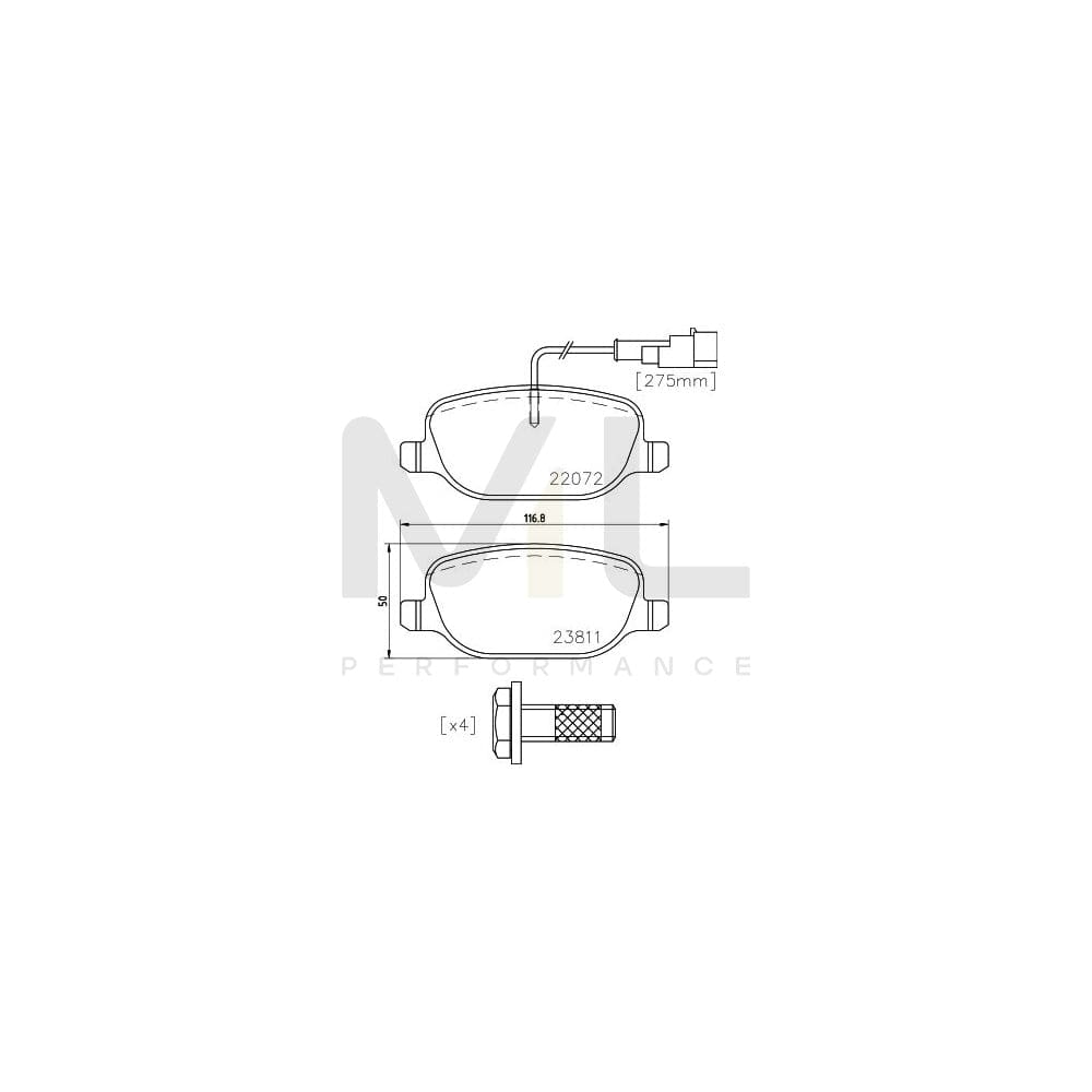 Hella 8DB 355 023-351 Brake Pad Set For Alfa Romeo 4C With Integrated Wear Warning Contact, With Brake Caliper Screws, With Accessories