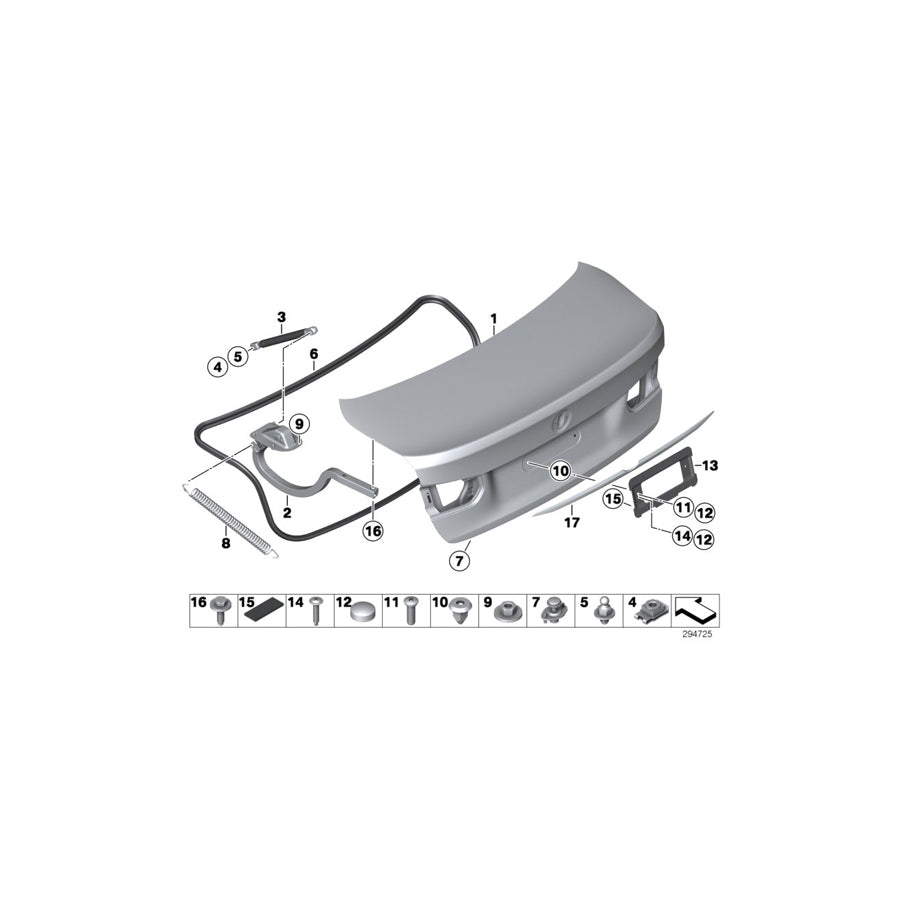Genuine BMW 51247469009 F30 F80 Tension Spring, Trunk Lid/Tailgate (Inc. 320iX, 328d & 330e) | ML Performance US Car Parts