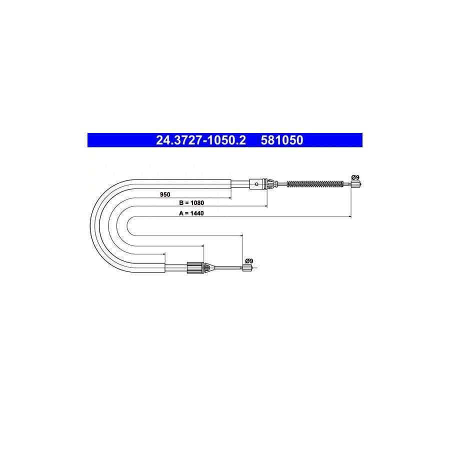 ATE 24.3727-1050.2 Hand Brake Cable for Renault Megane