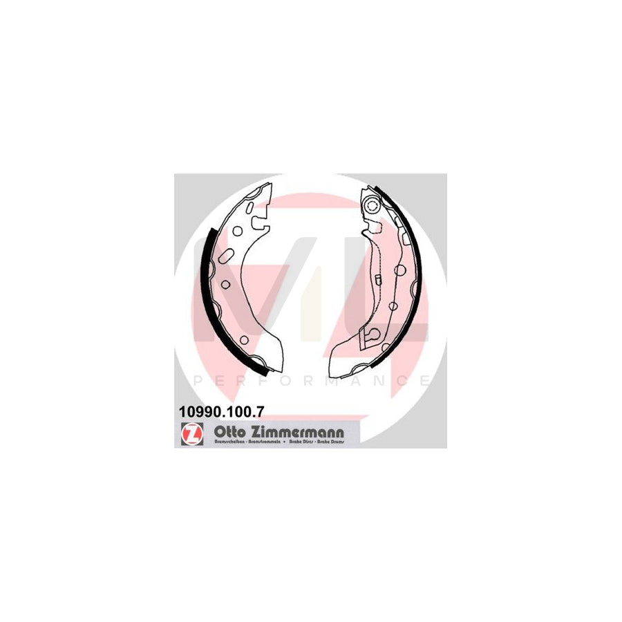 ZIMMERMANN 10990.100.7 Brake Shoe Set Photo corresponds to scope of supply, with lever